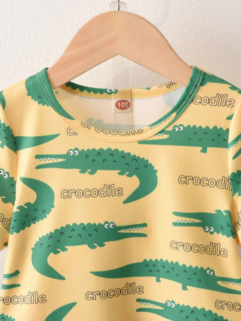 Boys Yellow Round Neck Crocodile Print T-Shirt & Shorts Co-Ord Set – Fun & Comfy Summer Outfit By Shinydots
