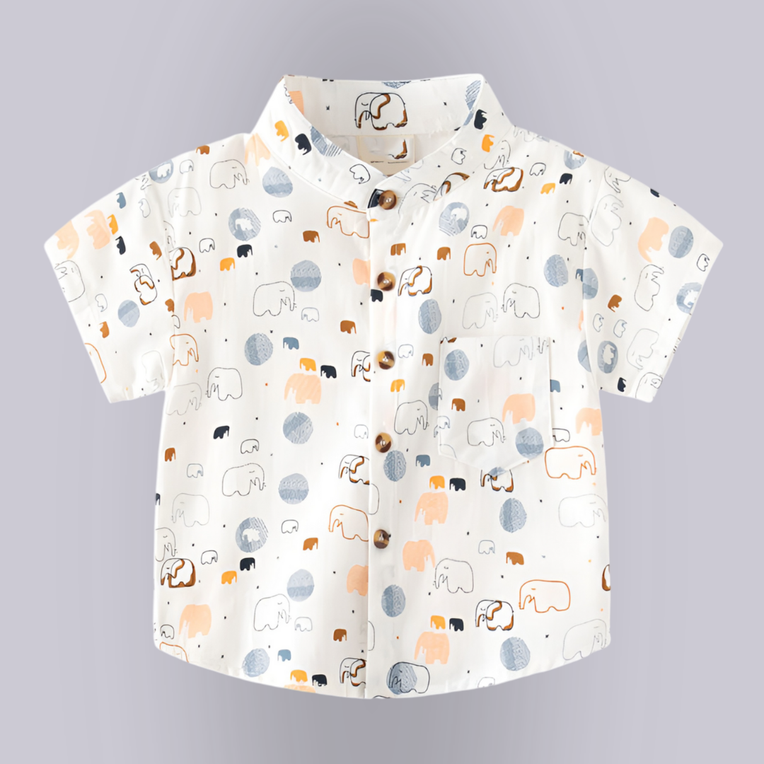 SHINYDOTS Baby Boy Animal Elephent Printed Short Sleeve Shirt & short Two Piece Set