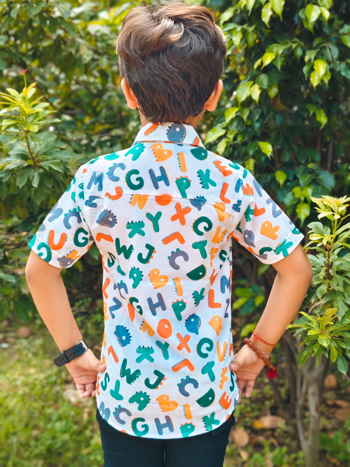 Shinydots Cotton Latter Printed Shirt Half Sleeve For Boys