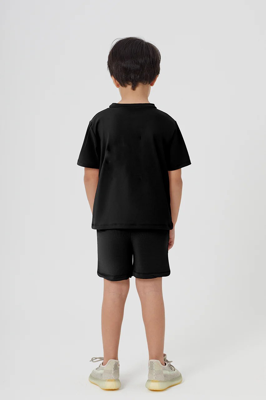 Shinydots Stylish Boys Black & White Kids T-Shirt and Shorts Set – Trendy & Comfortable Summer Collection