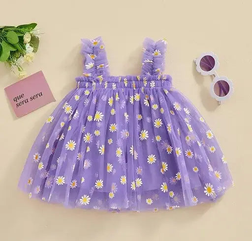 Shinydots Baby Girls Daisy Floral Print Dress for Birthday Summer Ou