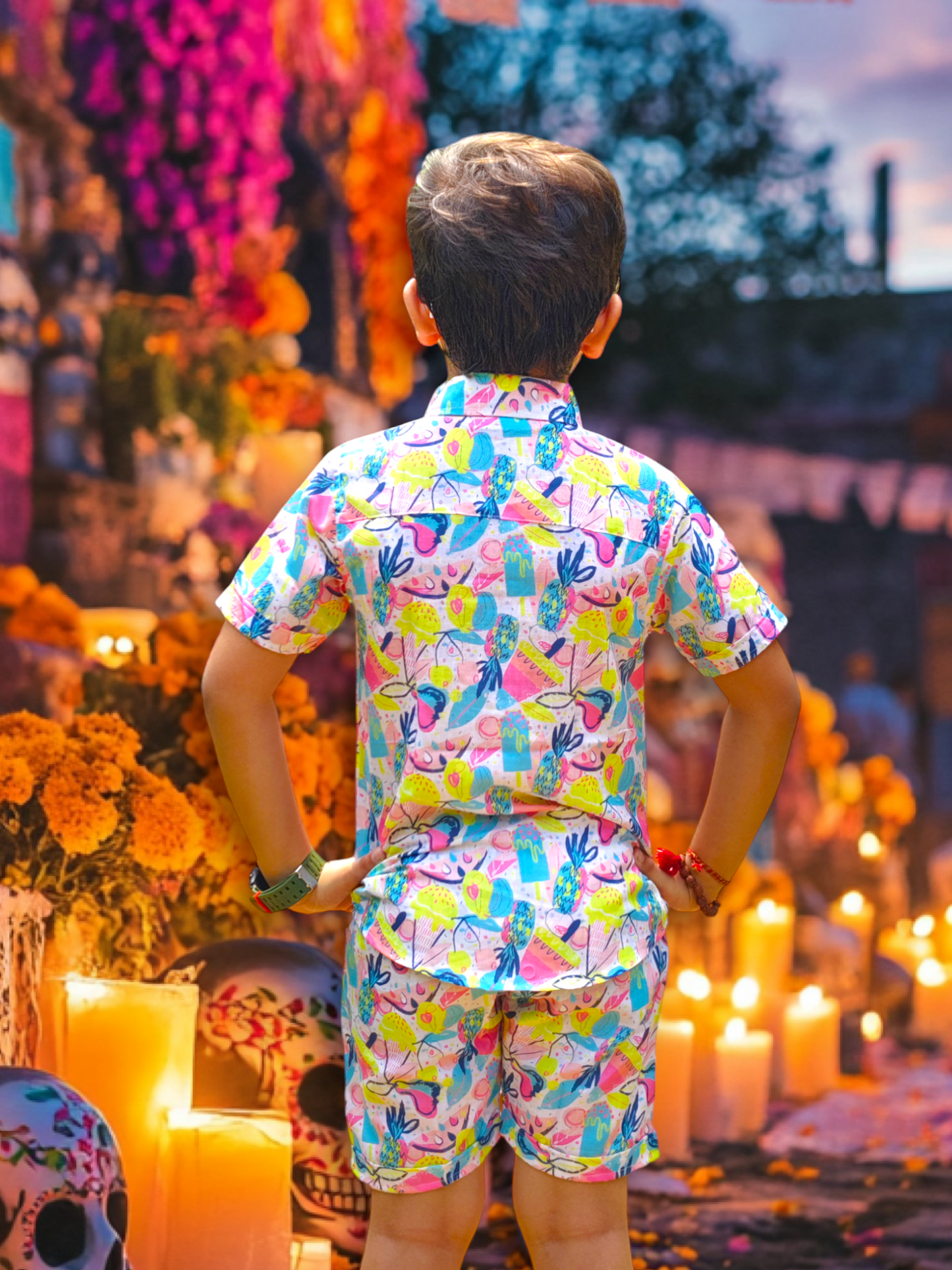 Fruit-Printed Cotton Co-Ord Set for Boys