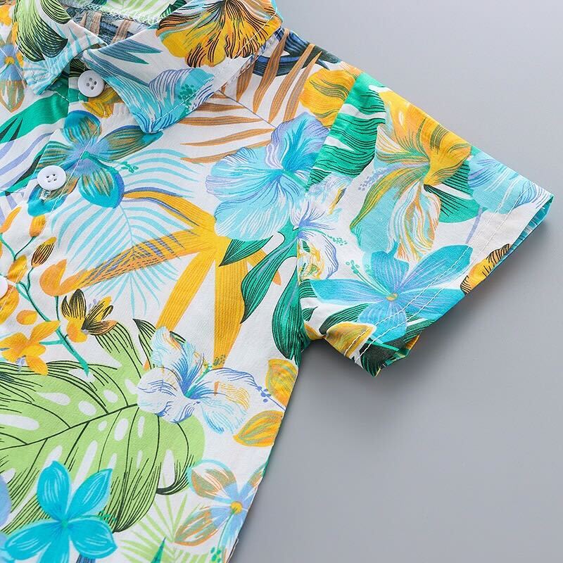 Regular Fit Floral Hawaiian Tropical Printed Shirt for Kids