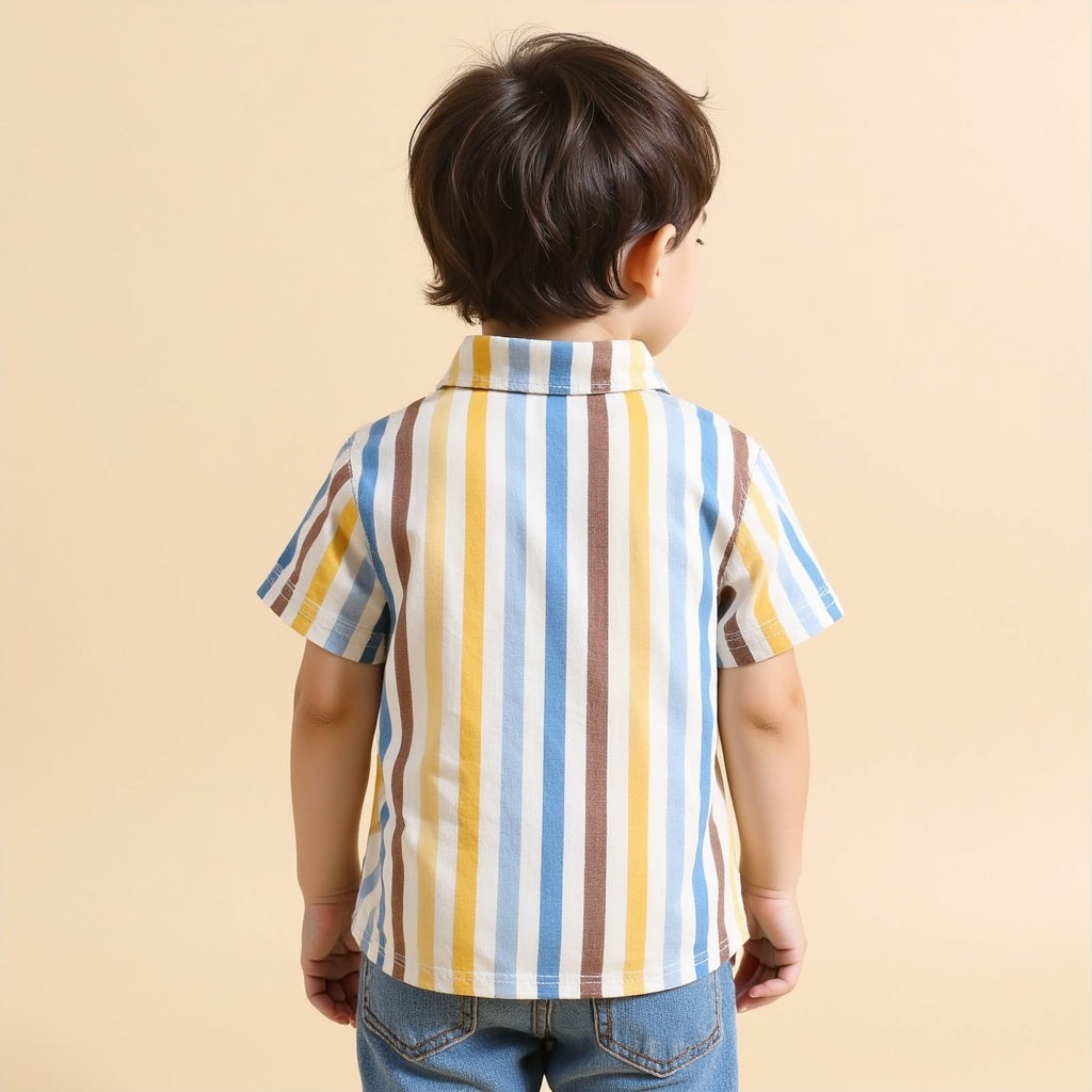 Shinydots Kids' Multicolor Striped Shirt - Stylish Summer Button-Down Shirt for Boys
