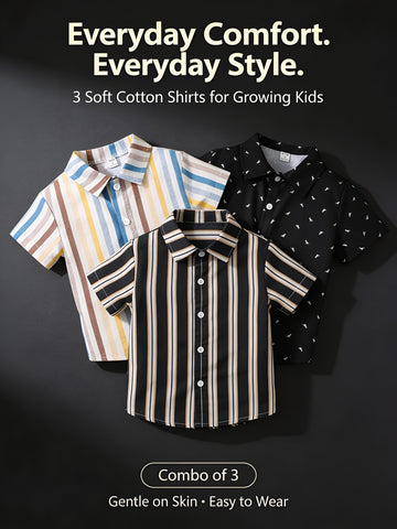 SHINYDOTS Kids Striped Shirt Combo Pack of 3 | Designer Collection