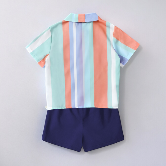 SHINYDOTS Baby Boy Striped Short Sleeve Shirt & Shorts Two Piece Set