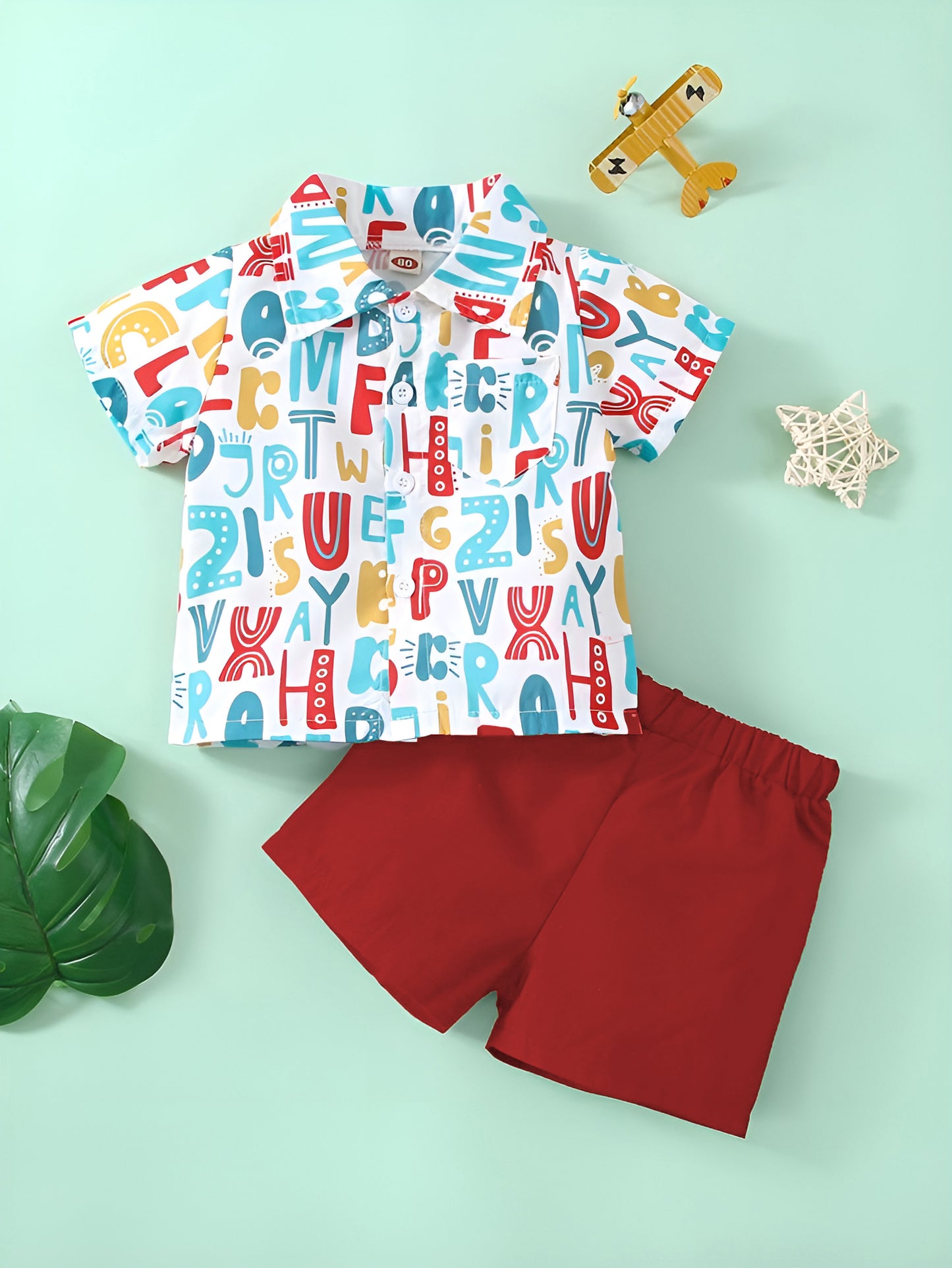 Shinydots Toddler Latter Graphics Shirt With Short Pair For Boys-2-Piece Clothing Set