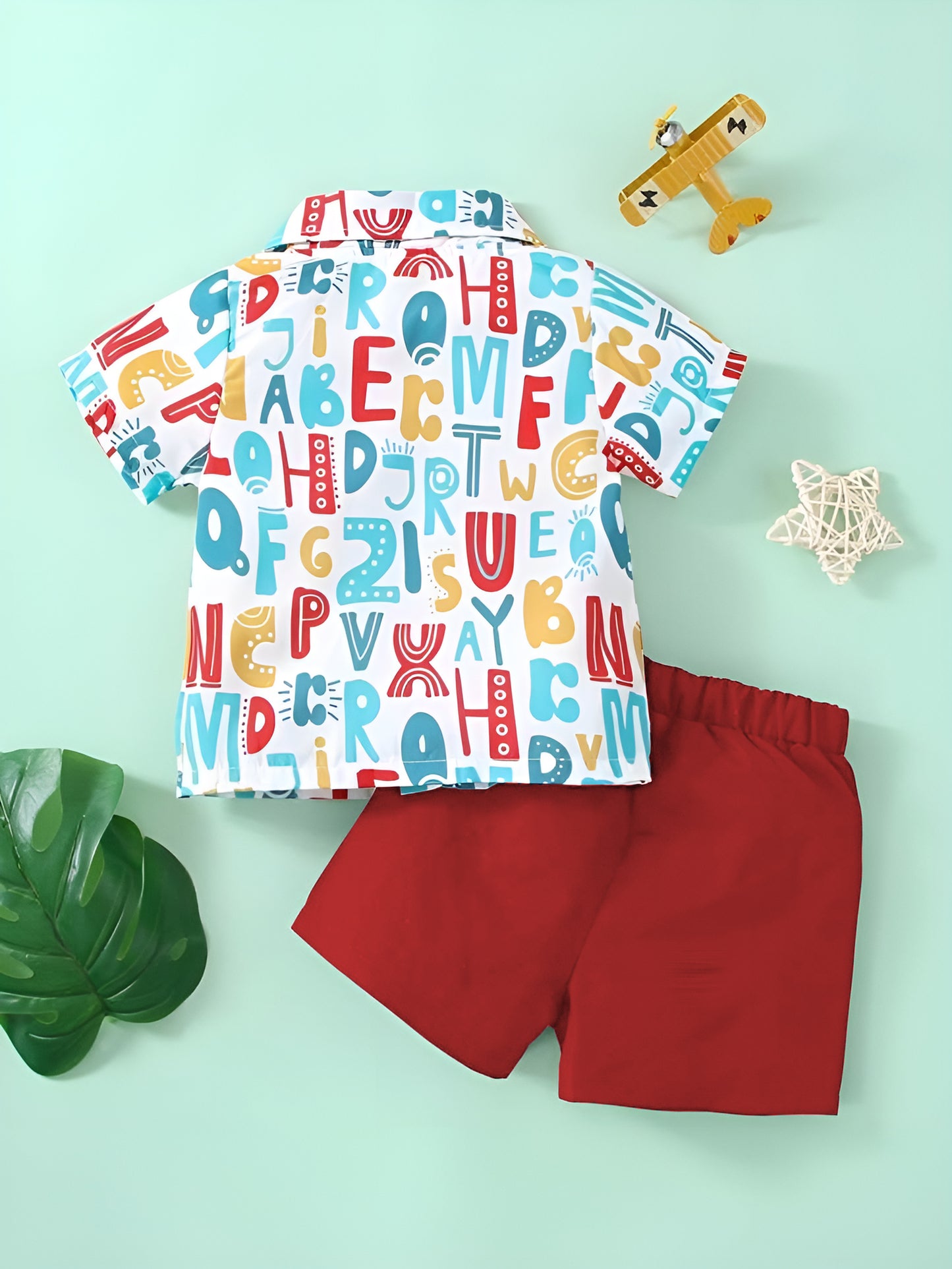 Shinydots Toddler Latter Graphics Shirt With Short Pair For Boys-2-Piece Clothing Set