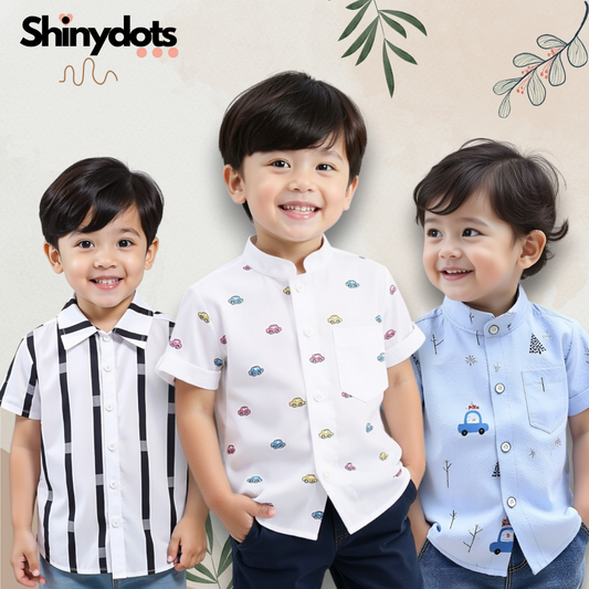 Shinydots Premium Printed Shirt Pack of 3 Combo Pack for Boys – Trendy & Playful Styles | Shop Now