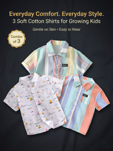 SHINYDOTS Kids Pastel Striped Shirt Combo Pack of 3 | Paradise Collection
