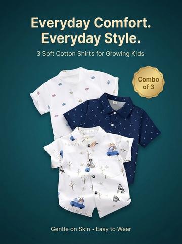 SHINYDOTS Kids Car Print Shirt Combo Pack of 3 | Road Trip Collection