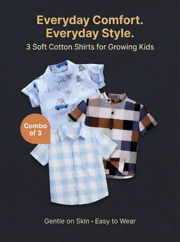 SHINYDOTS Kids Classic Shirt Combo Pack of 3 | Premium Mix Collection