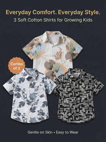 SHINYDOTS Kids Designer Shirt Combo Pack of 3 | Fusion Collection