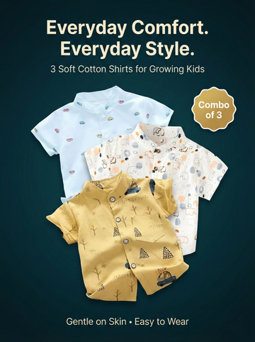 SHINYDOTS Kids Printed Shirt Combo Pack of 3 | Adventure Collection