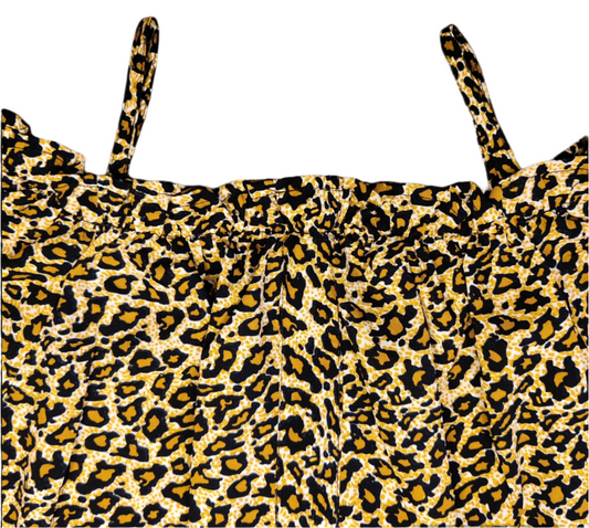 Leopard Print Casual Top with Black Palazzo Clothing set for Girls