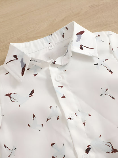 Trendy Party Wear White Printed Cotton Base Shirt For Baby Boys