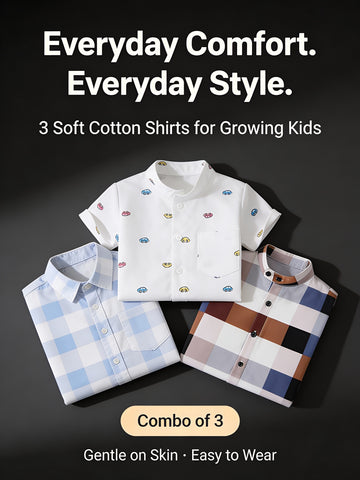 SHINYDOTS Kids Checkered Shirt Combo Pack of 3 | Premium Collection