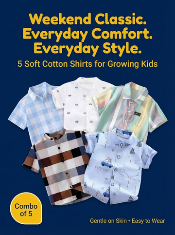 SHINYDOTS Kids Cotton Shirt Combo Pack of 5 | Weekend Classic Style