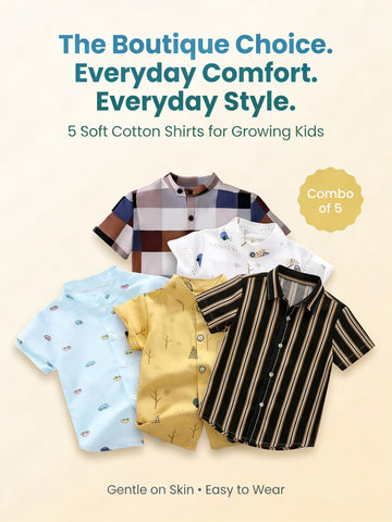 SHINYDOTS Kids Cotton Shirt Combo Pack of 5 | Boutique Everyday Style