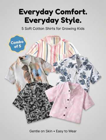 SHINYDOTS Boys Cotton Shirts Combo (Pack of 5) – Soft, Trendy & Value-Packed