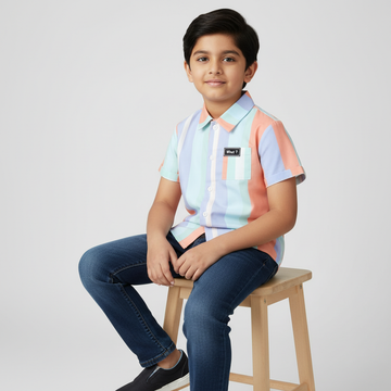 SHINYDOTS Kids Multicolor Striped Cotton Shirt | Trendy Casual Wear