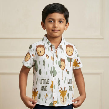 SHINYDOTS Kids Forest Baby Animal Printed Shirt | Soft Cotton Blend