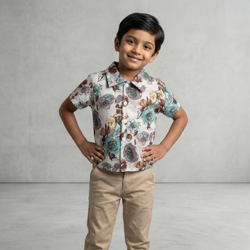 SHINYDOTS Kids Artistic Floral Shirt | Vintage Garden Style